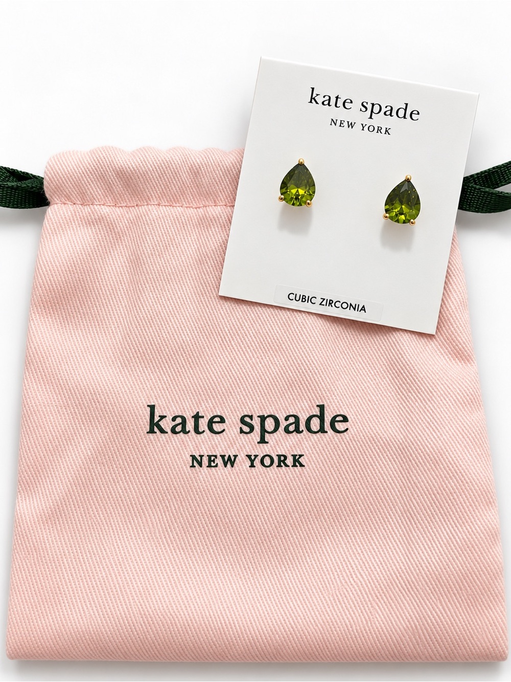 kate spade Green Teardrop Cubic Zirconia Gold‑Tone Stud Earrings - Picture 2 of 3